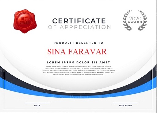 certificate template design with blue wave